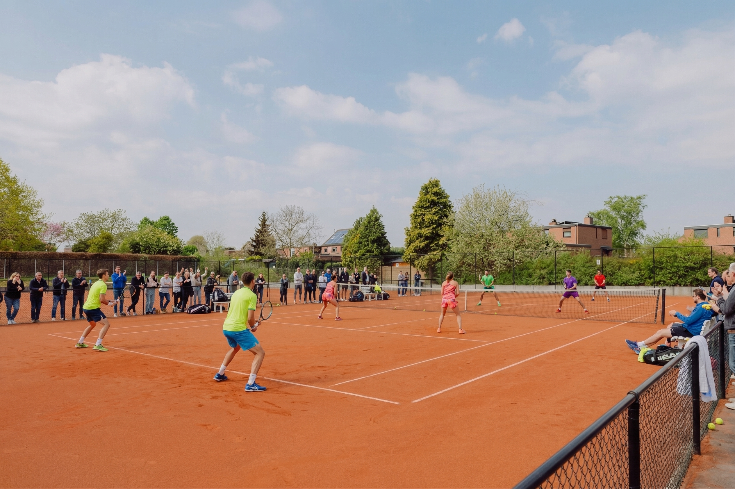 Gravelbanen met spelers